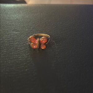 Elegant Orange Butterfly Ring